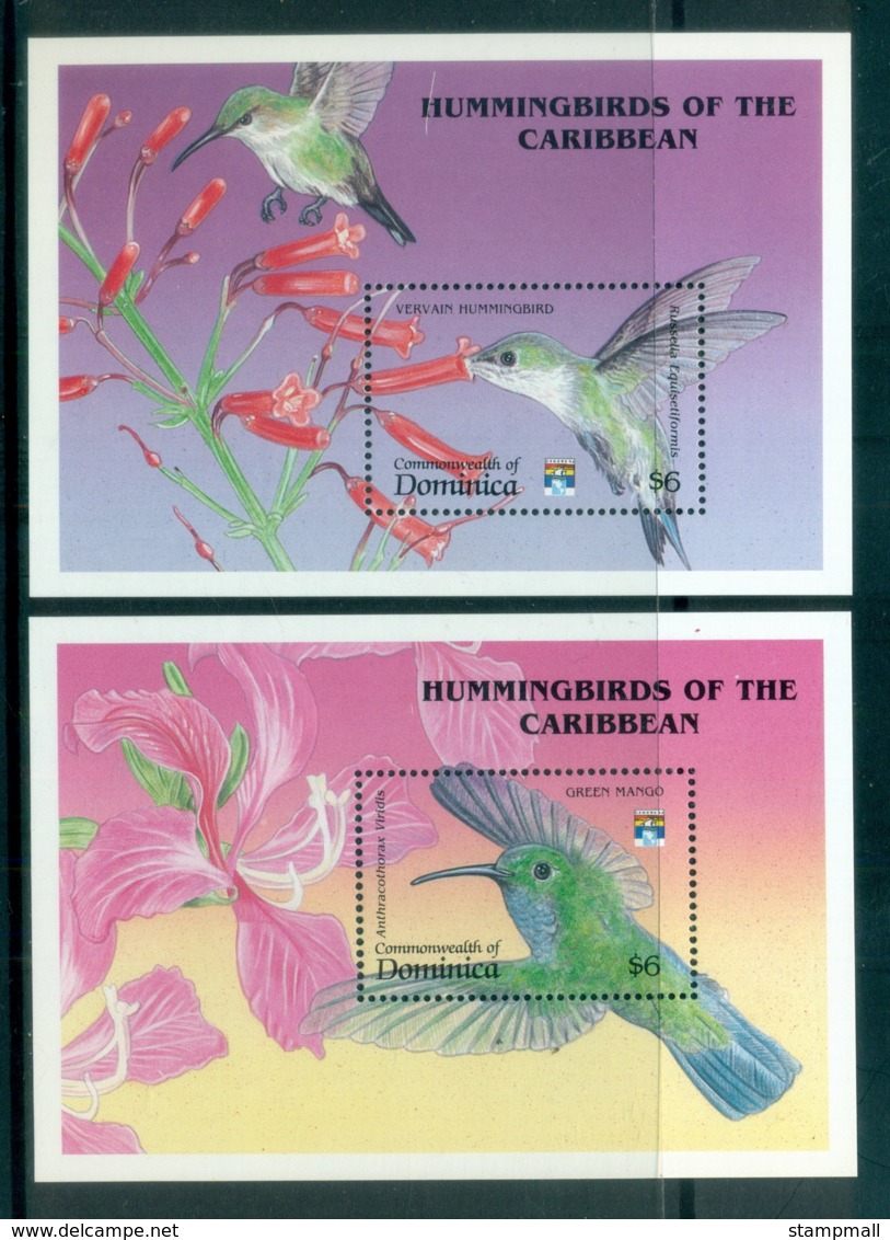 Dominica 1992 Humming Birds, 2x MS MUH - Dominica (1978-...)