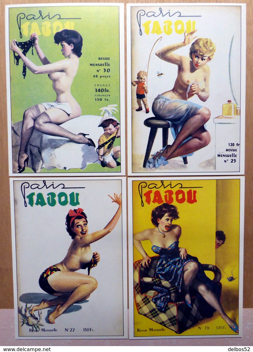 EROTISME FEMININ  : " PARIS TABOU " - Lot De 4 Cartes Postales - Pin-Ups