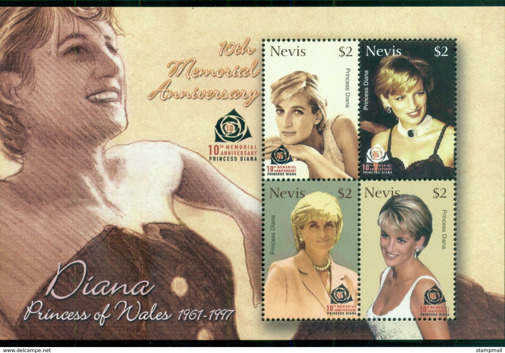 Nevis 2007 Princess Diana In Memoriam, 10th Anniv., Diana Through The Years MS MUH - St.Kitts And Nevis ( 1983-...)