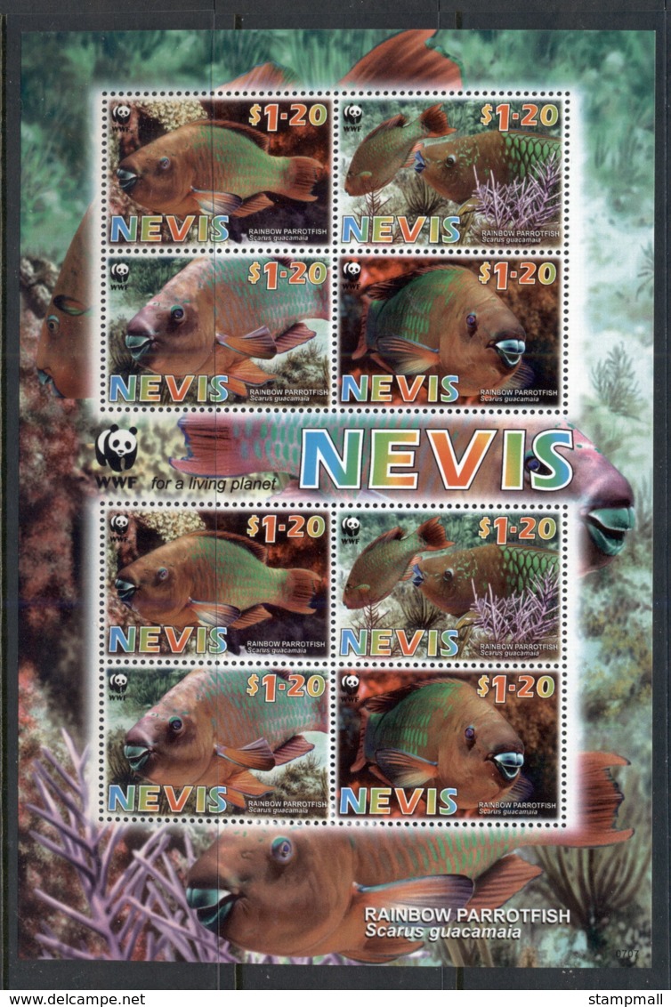 Nevis 2007 WWF Rainbow Parrotfish Sheetlet MUH - St.Kitts En Nevis ( 1983-...)