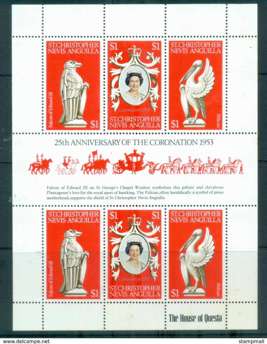 St Christopher Nevis Anguilla 1978 QEII Coronation 25th Anniv. MS MUH - St.Kitts And Nevis ( 1983-...)
