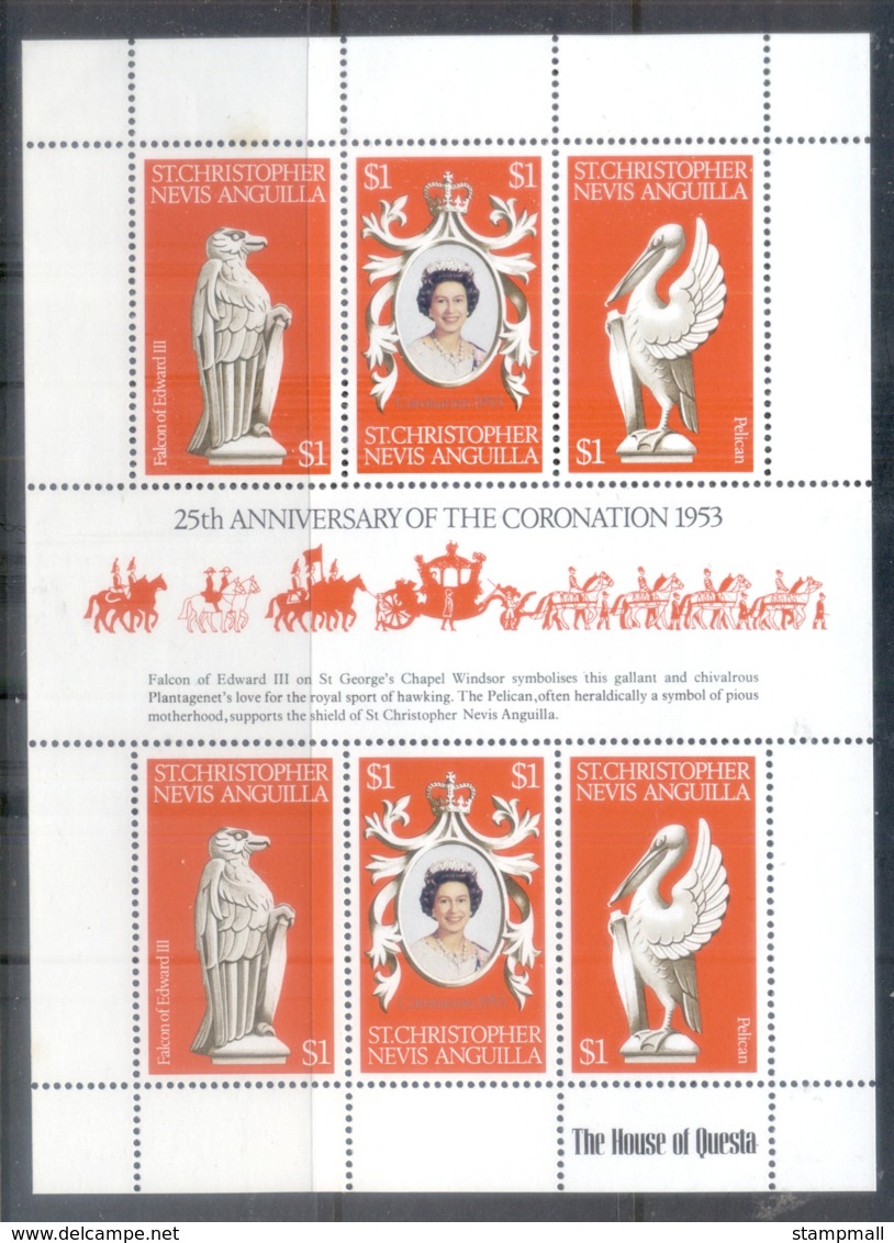 St Christopher Nevis Anguilla 1978 QEII Coronation 25th Anniversary MS MUH - St.Kitts And Nevis ( 1983-...)