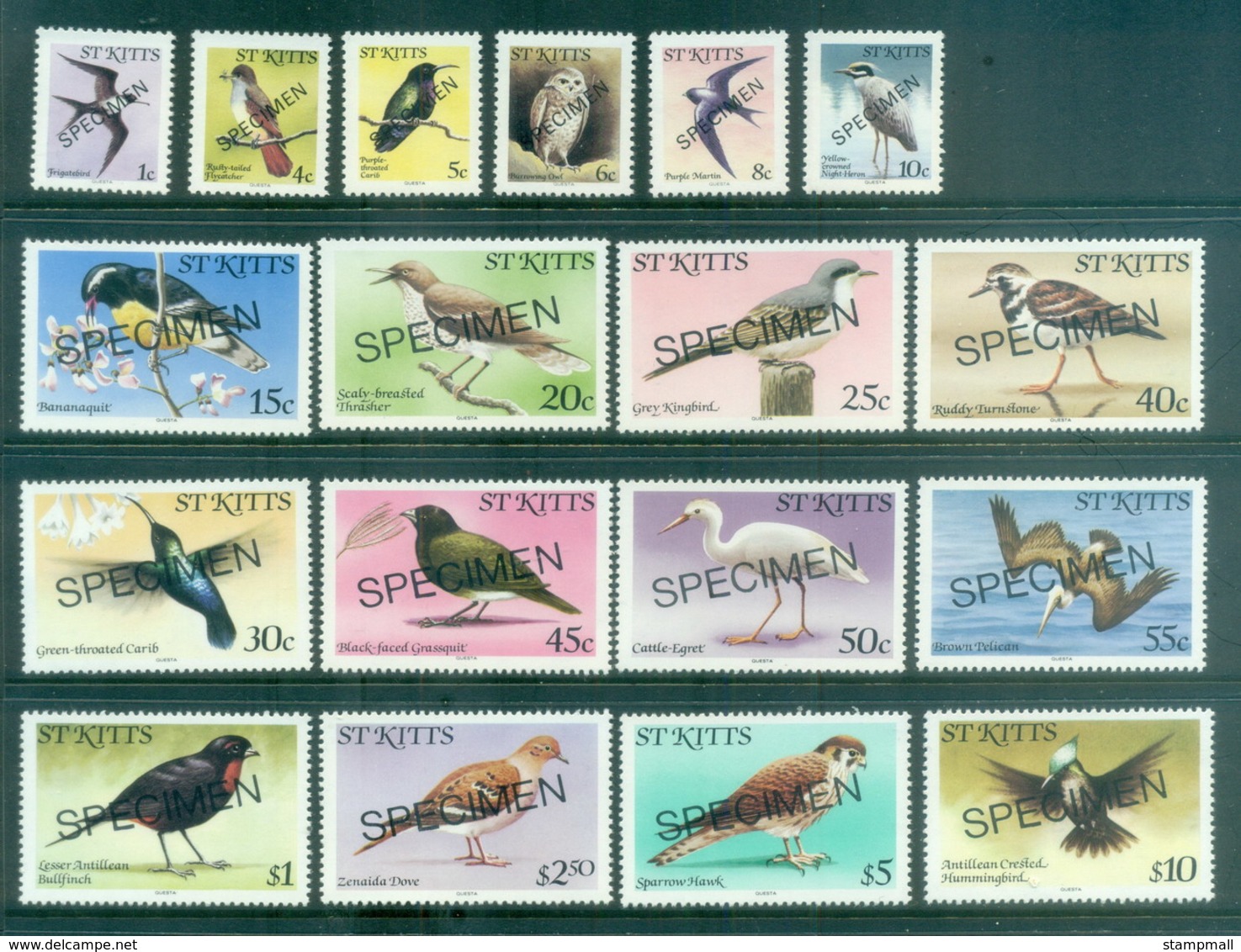 St Kitts 1981 Pictorials Birds SPECIMEN MUH - St.Kitts And Nevis ( 1983-...)