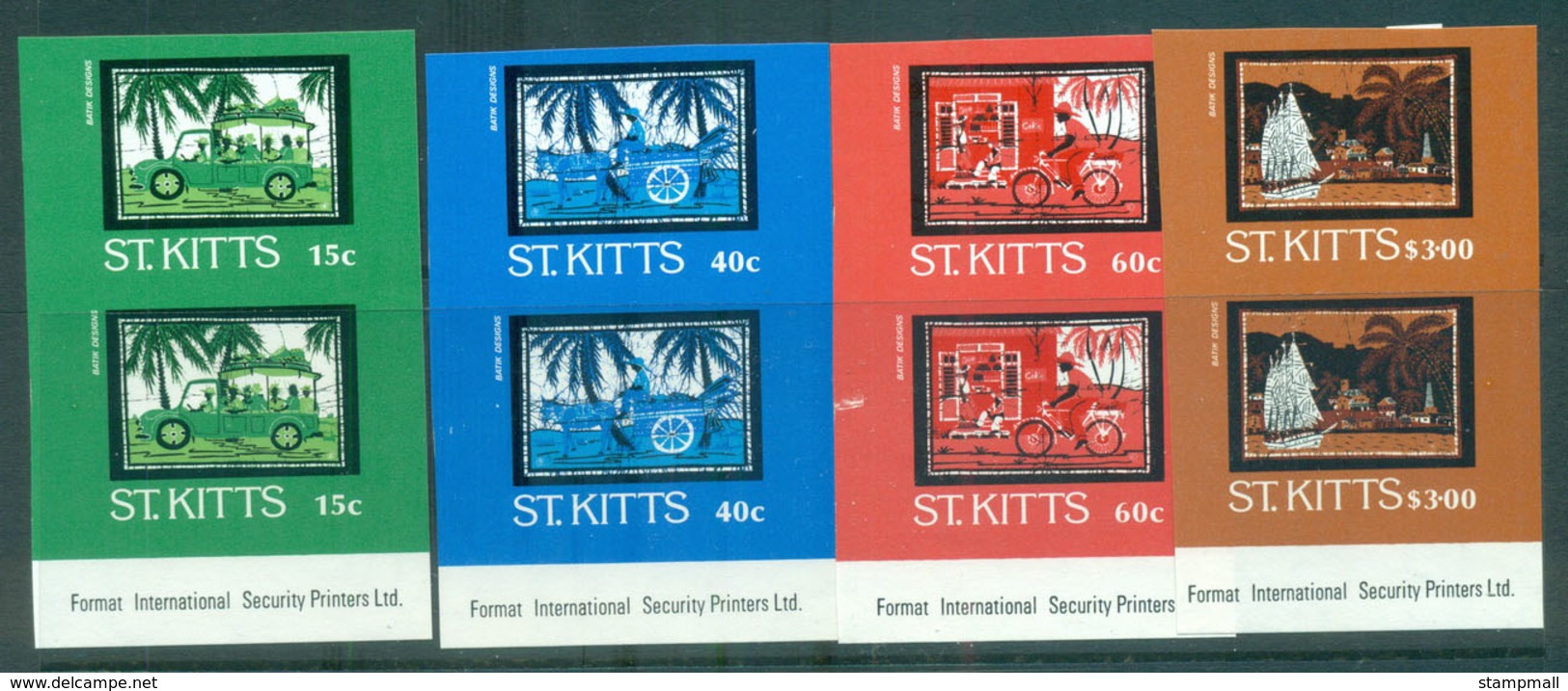 St Kitts 1985 Batik Designs IMPERF Pairs MUH Lot68629 - St.Kitts And Nevis ( 1983-...)