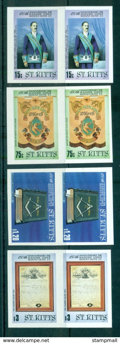 St Kitts 1985 Mt. Olive Masonic Lodge IMPERF Pair MUH Lot68465 - St.Kitts And Nevis ( 1983-...)