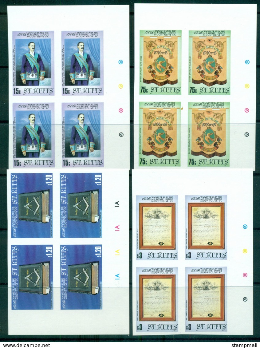 St Kitts 1985 Mt. Olive Masonic Lodge IMPERF Traffic Light/Cyl Bk 4 MUH Lot68470 - St.Kitts And Nevis ( 1983-...)