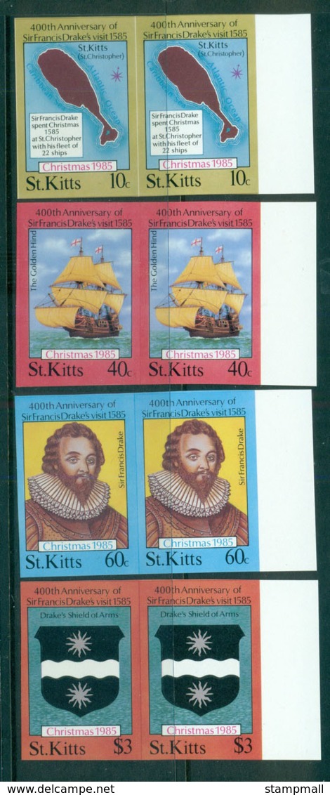 St Kitts 1985 Sir Francis Drake IMPERF Pairs MUH Lot68710 - St.Kitts And Nevis ( 1983-...)