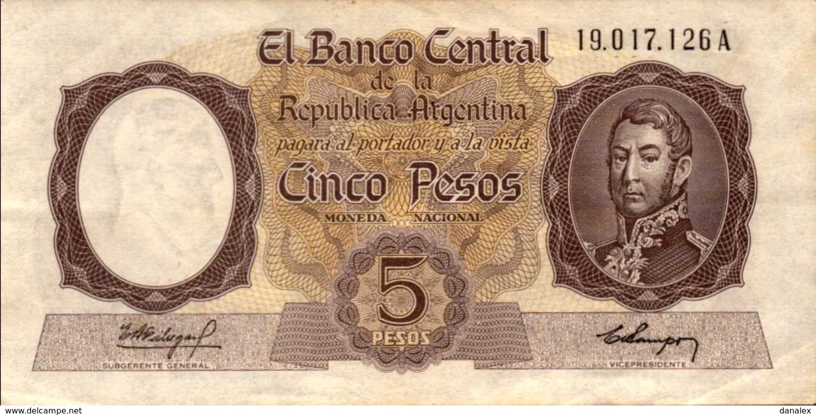 ARGENTINE  5 PESOS  De  1960-62nd  Pick 275  XF/SUP - Argentine