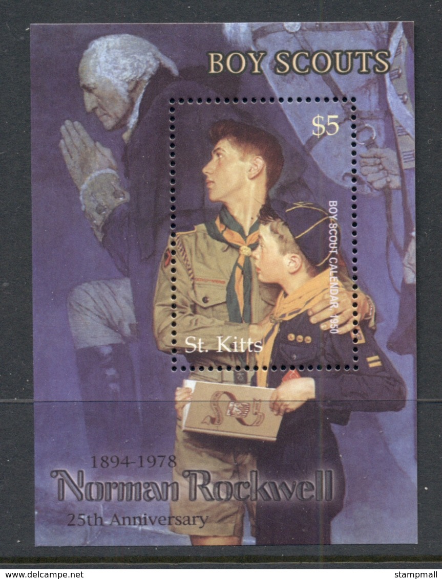 St Kitts 2003 Boy Scouts, Norman Rockwell MS MUH - St.Kitts And Nevis ( 1983-...)