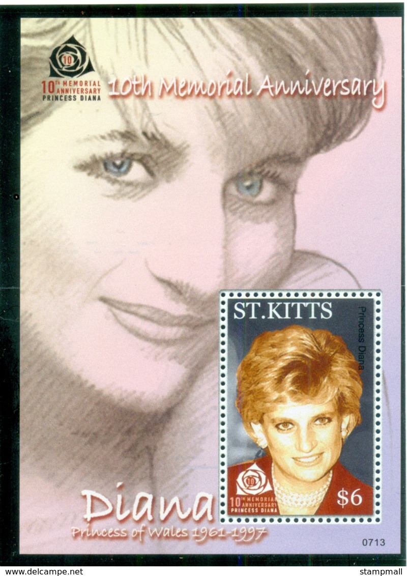 St Kitts 2007 Princess Diana In Memoriam, 10th Anniv., In Loving Memory MS MUH - St.Kitts And Nevis ( 1983-...)