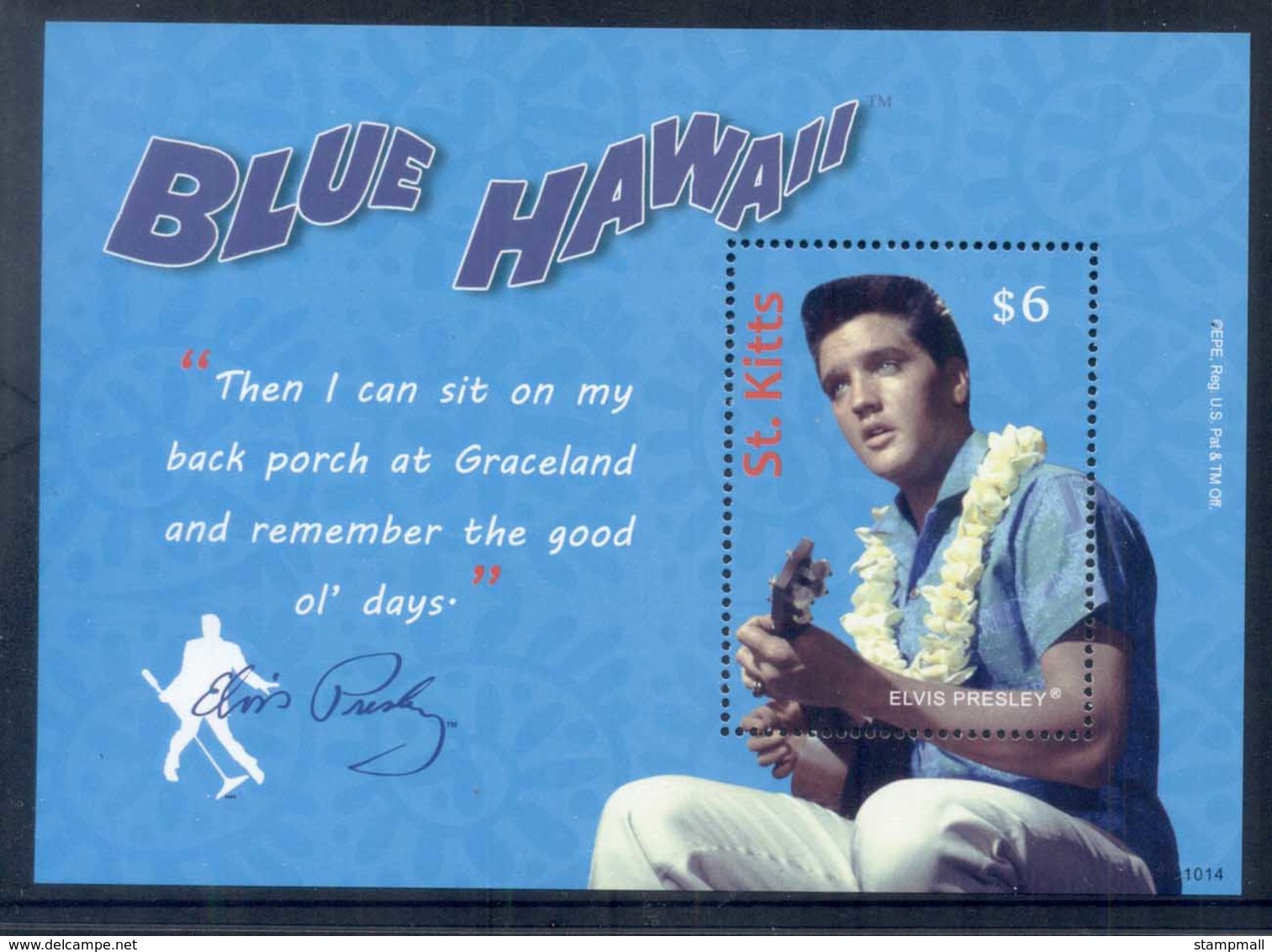 St Kitts 2010 Elvis Presley 75th Birthday, Blue Hawaii MS MUH - St.Kitts And Nevis ( 1983-...)