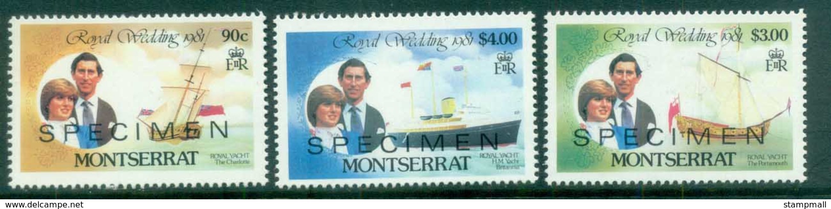 Montserrat 1981 Charles & Diana Royal Wedding 3v. SPECIMEN Opt MUH Lot81895 - Montserrat