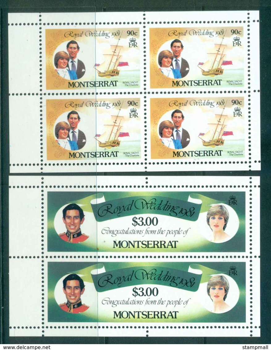 Montserrat 1981 Charles & Diana Wedding 2x Booklet Panes MUH Lot45109 - Montserrat