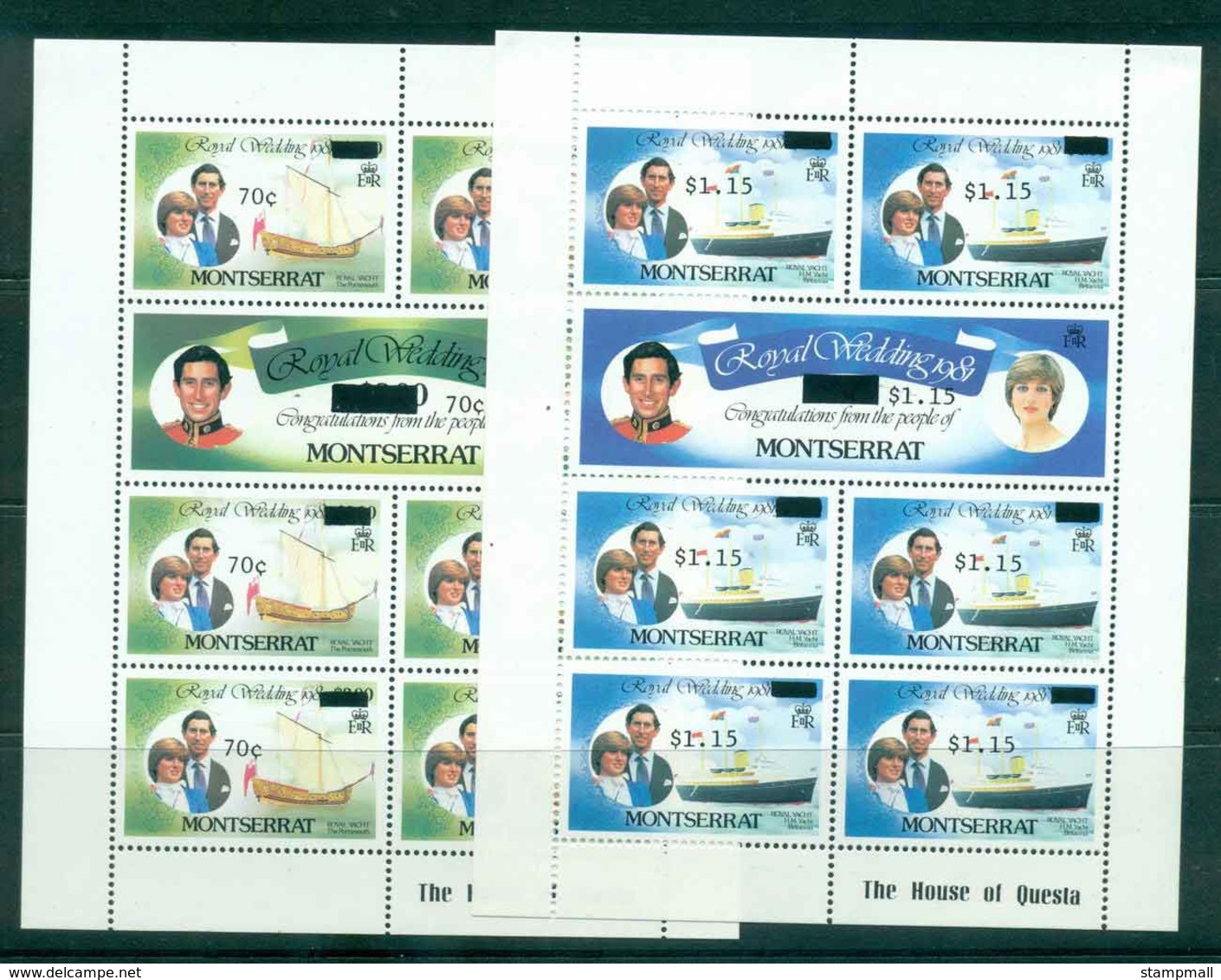 Montserrat 1981 Charles & Diana Wedding Surcharged  2x Sheetlets MUH Lot45112 - Montserrat