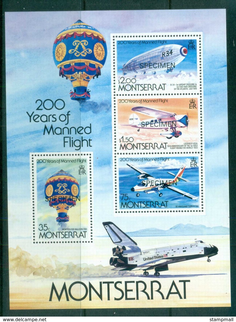 Montserrat 1983 Manned Flight Bicentenary SPECIMEN MS MUH - Montserrat