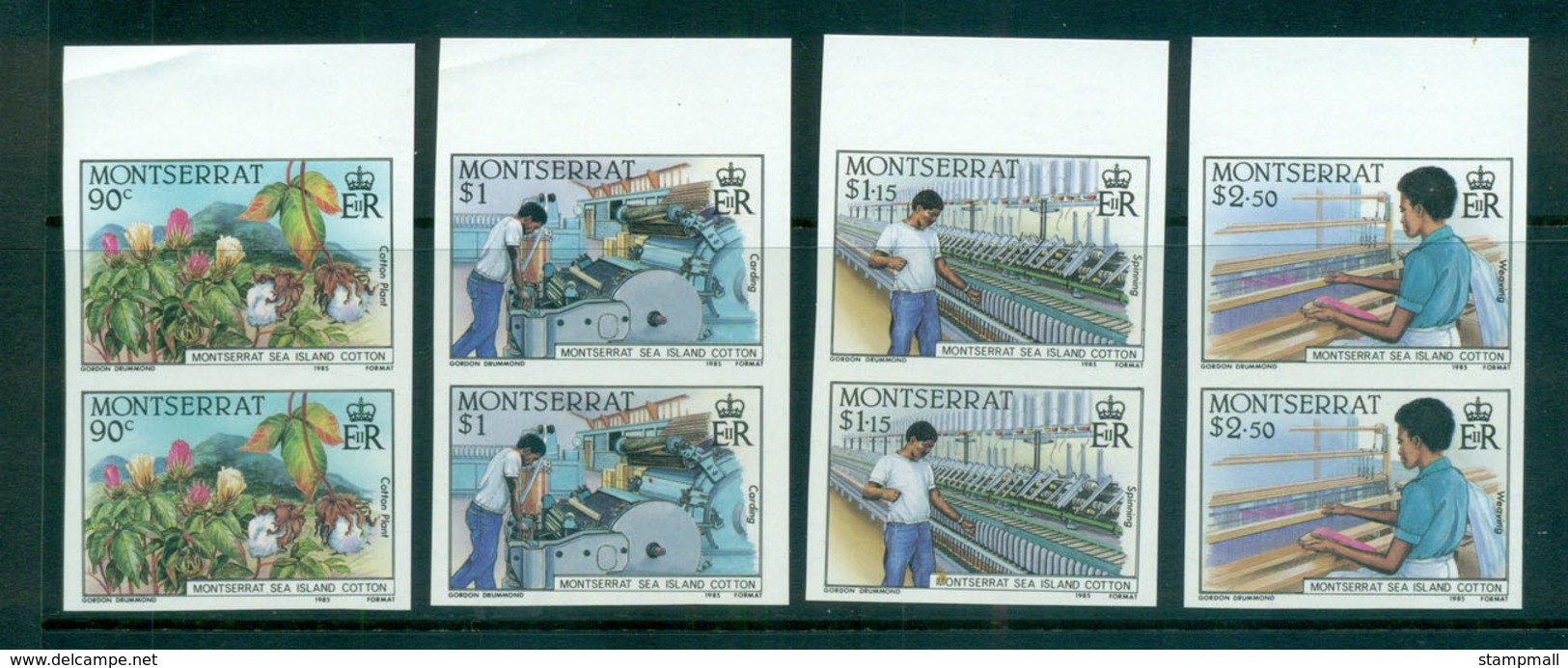 Montserrat 1985 Cotton Industry IMPERF Pairs MUH Lot68590 - Montserrat