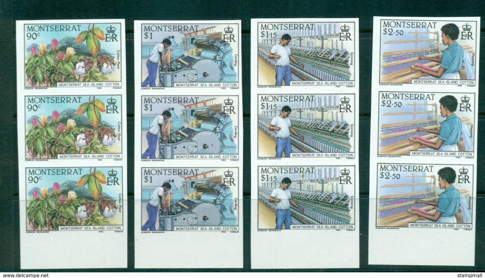 Montserrat 1985 Cotton Industry IMPERF Str 3 MUH Lot68663 - Montserrat