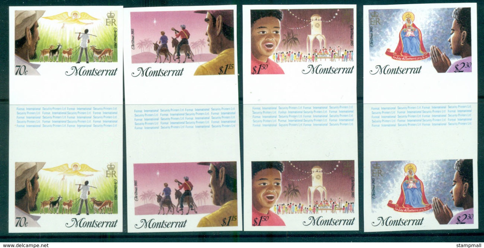 Montserrat 1985 Xmas IMPERF Gutter Pairs MUH Lot68704 - Montserrat