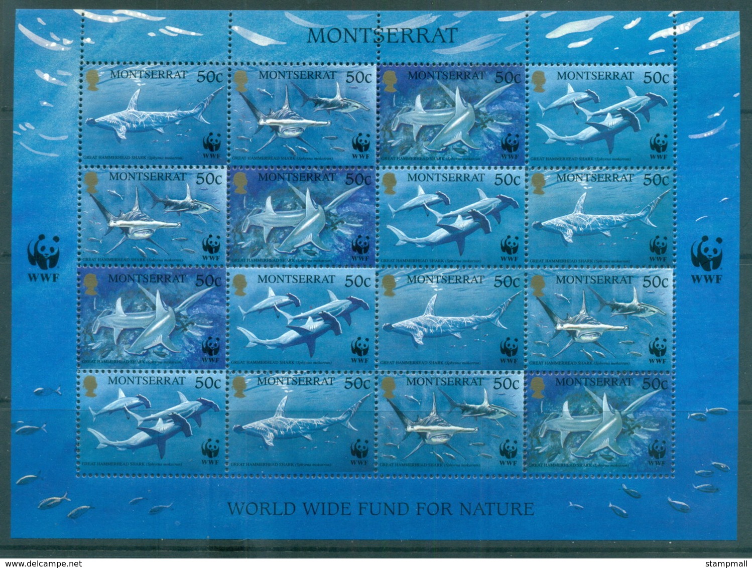 Montserrat 1999 WWF Hammerhead Shark Sheetlet MUH - Montserrat