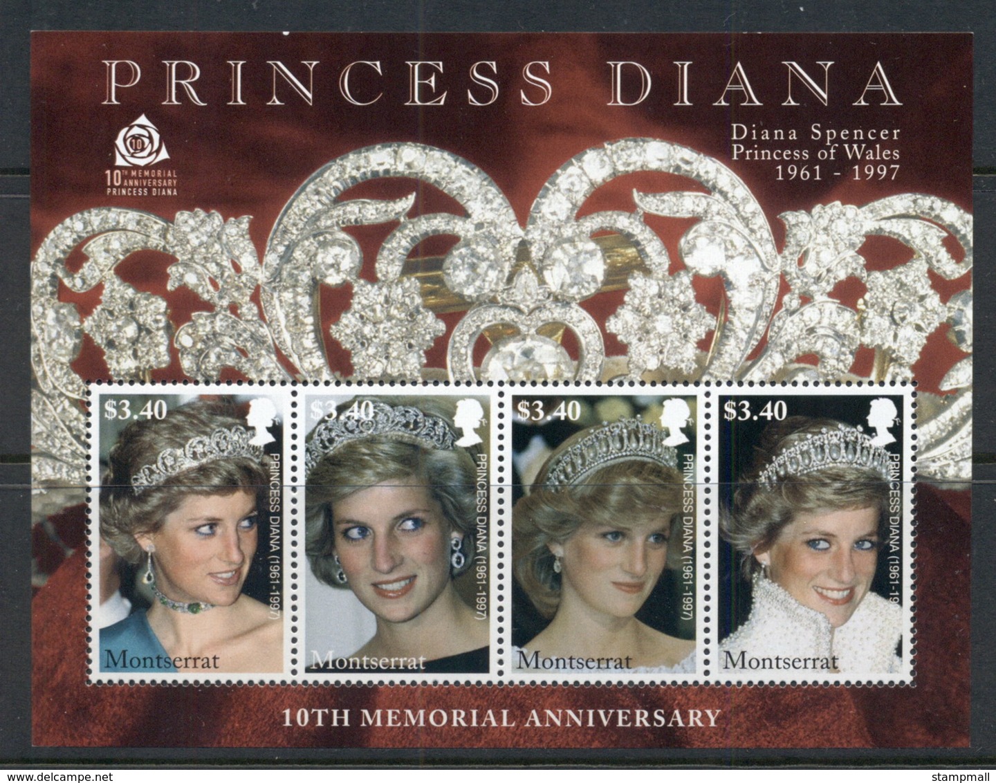 Montserrat 2007 Princess Diana In Memoriam 10th Anniv. MS MUH - Montserrat