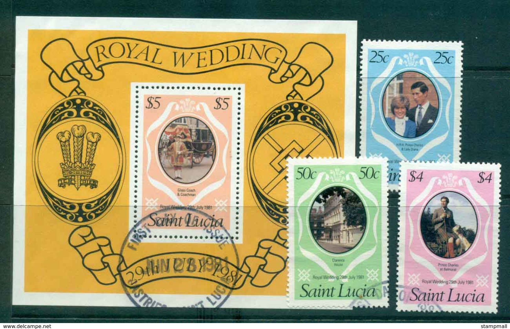 St Lucia 1981 Charles & Diana Wedding + MS FU Lot45200 - St.Lucia (1979-...)