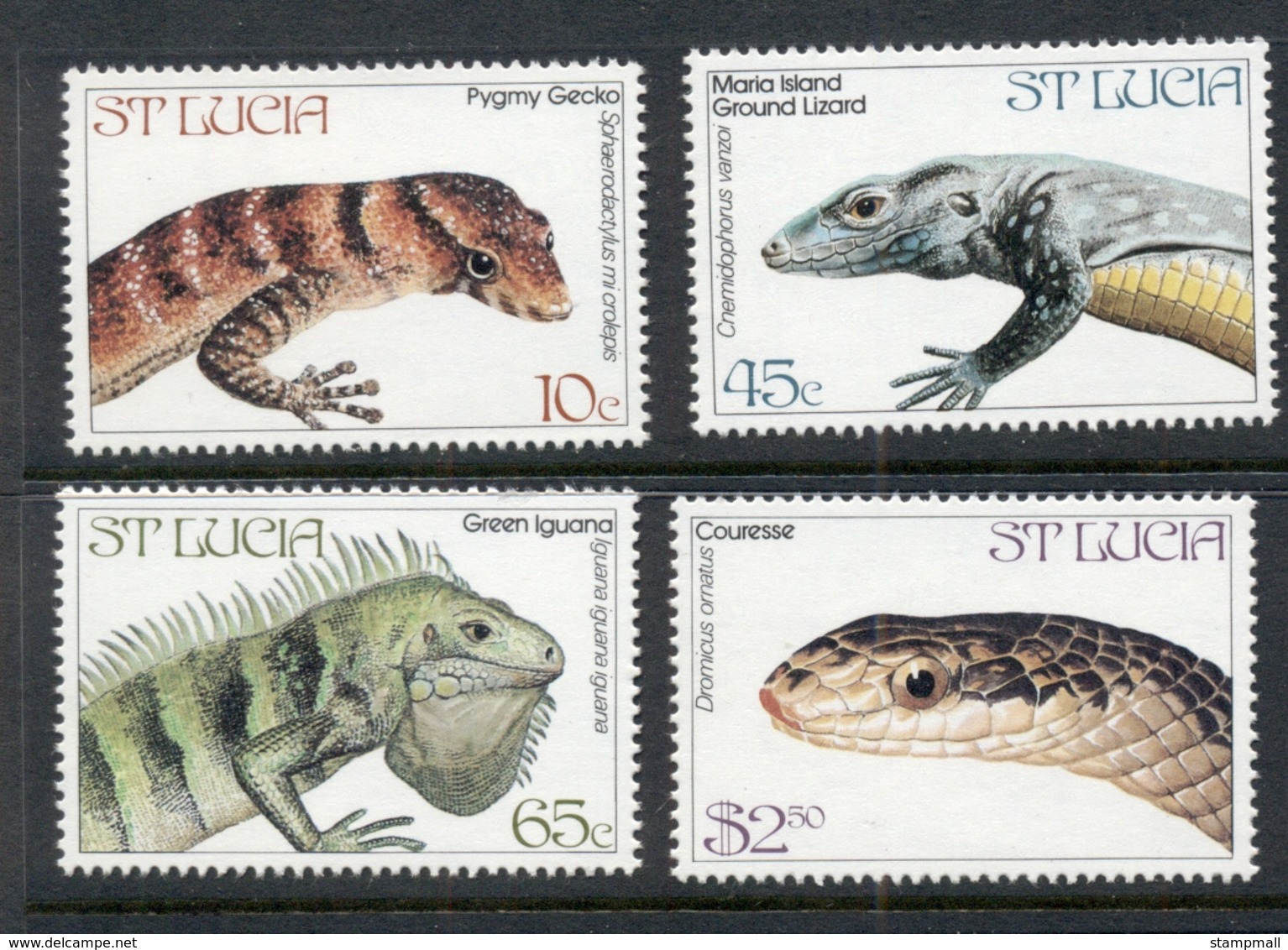 St Lucia 1984 Endangered Reptiles MUH - St.Lucia (1979-...)