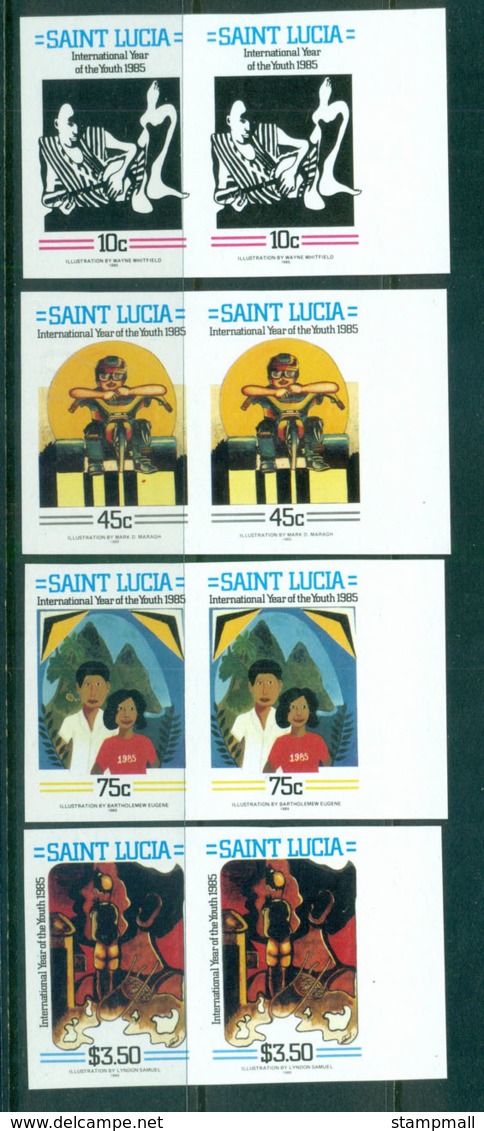 St Lucia 1985 Intl. Youth Year IMPERF Pairs  MUH Lot68691 - St.Lucia (1979-...)