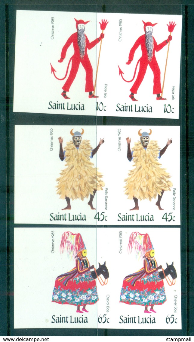 St Lucia 1985 Xmas IMPERF Pairs MUH Lot68613 - St.Lucia (1979-...)