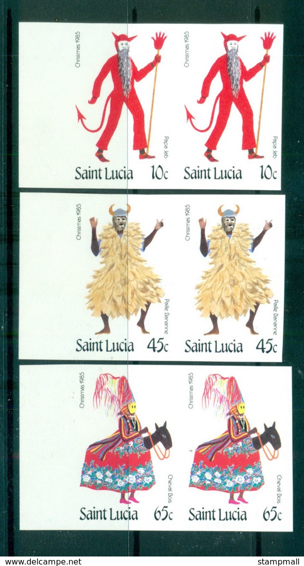 St Lucia 1985 Xmas IMPERF Pairs MUH Lot68672 - St.Lucia (1979-...)