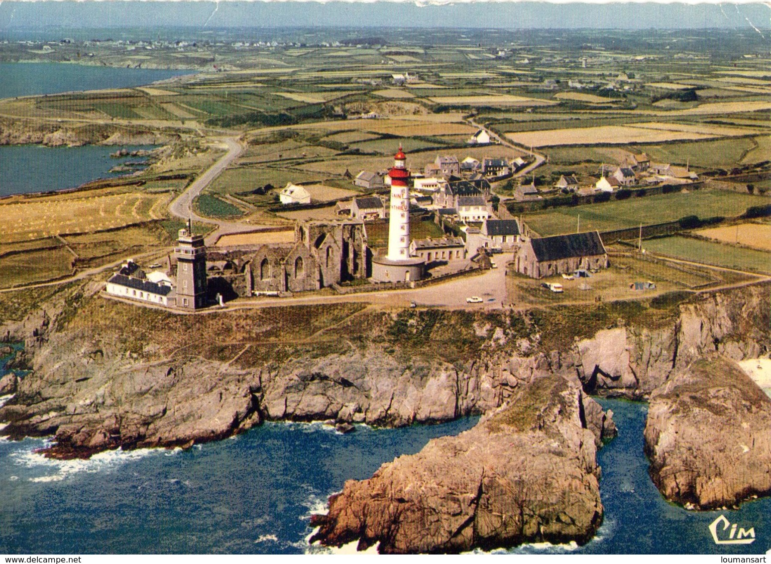 CPSM - POINTE SAINT MATHIEU (29) : RUINES ABBAYE ET PHARE - VUE AÉRIENNE - Plougonvelin