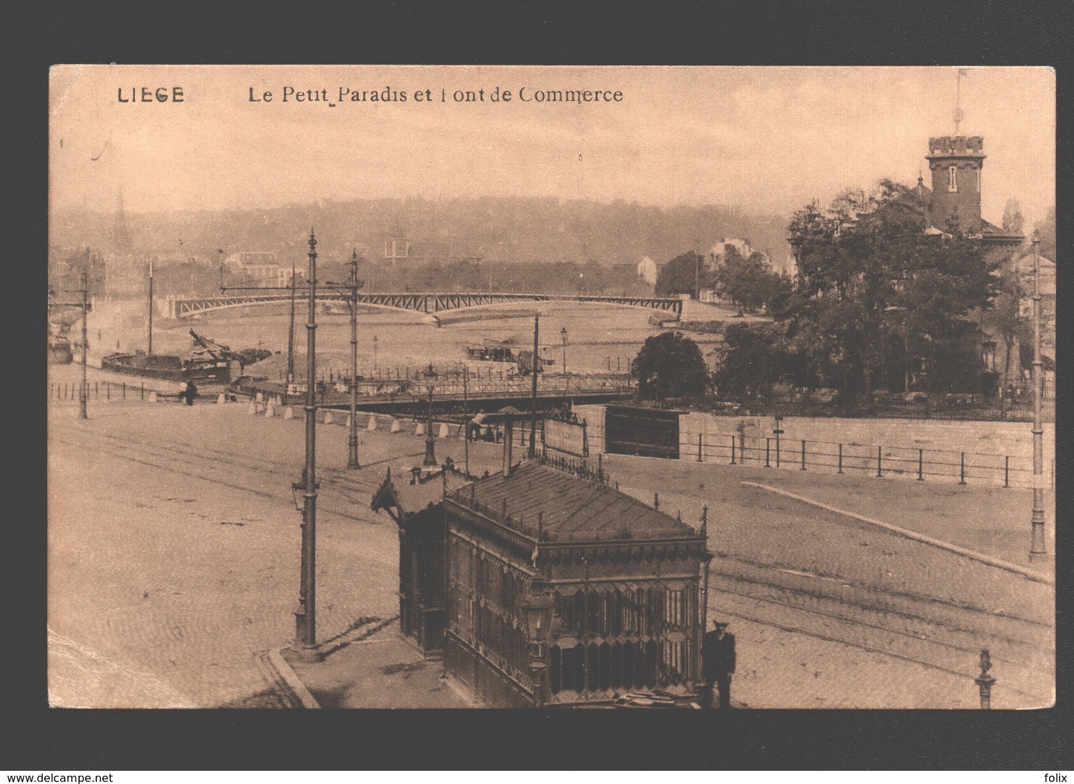 Liège - Le Petit Paradis Et Pont De Commerce - Timbre Deutsches Reich + Belgien 5 Centimes - Luik