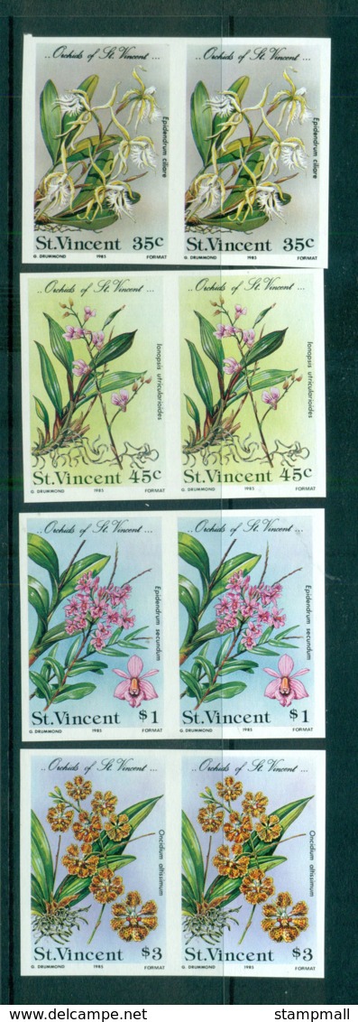 St Vincent 1985 Orchids, Flowers IMPERF Pairs MUH Lot68782 - St.Vincent (1979-...)