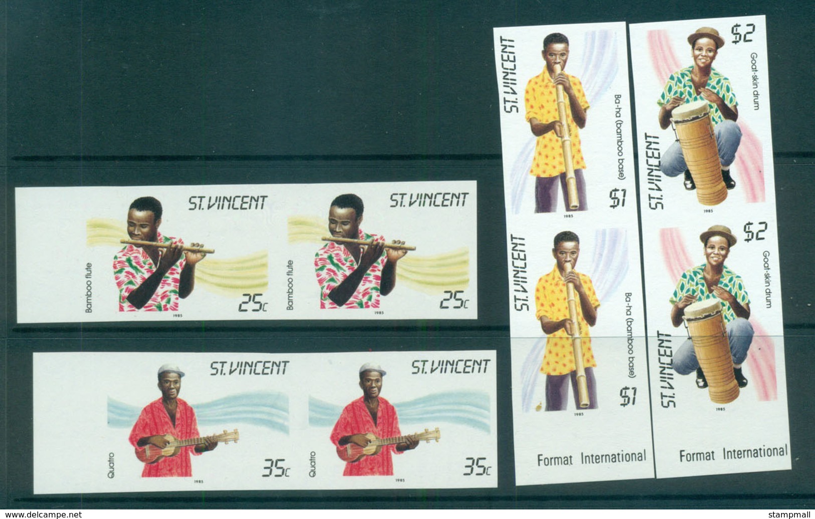 St Vincent 1985 Traditional Instruments IMPERF Pairs MUH Lot68732 - St.Vincent (1979-...)