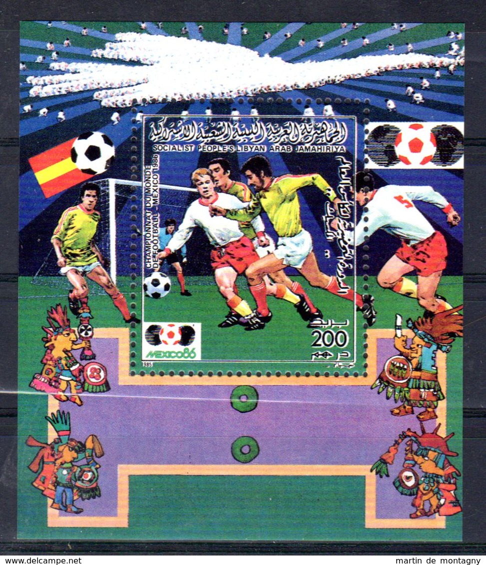 1.11.1985, Fussball-Weltmeisterschaft Mexico; Mi-Nr. 1624 Block 98 A, Postfrisch **, Los 50499 - Libyen