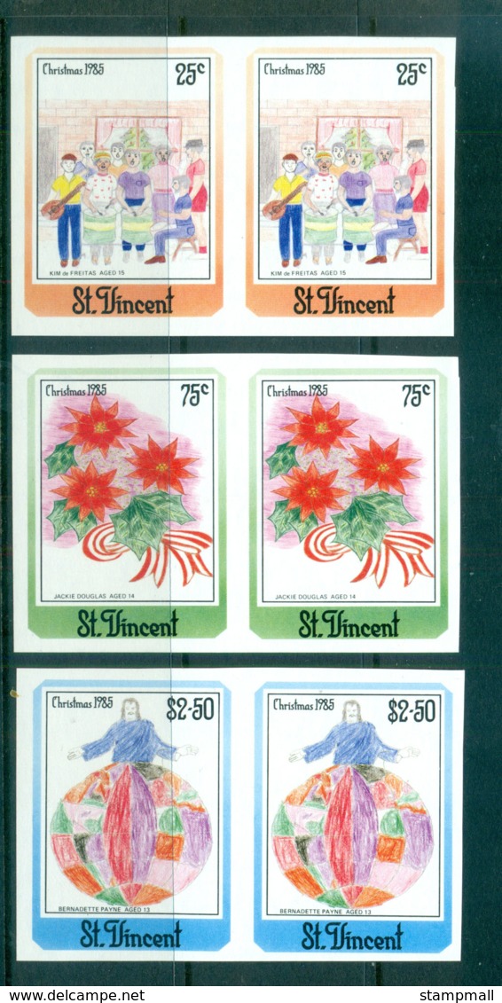 St Vincent 1985 Xmas IMPERF Pairs MUH Lot68539 - St.Vincent (1979-...)