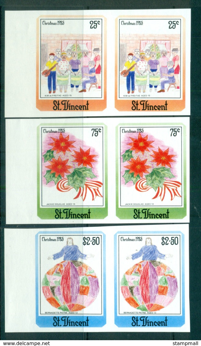 St Vincent 1985 Xmas IMPERF Pairs MUH Lot68766 - St.Vincent (1979-...)