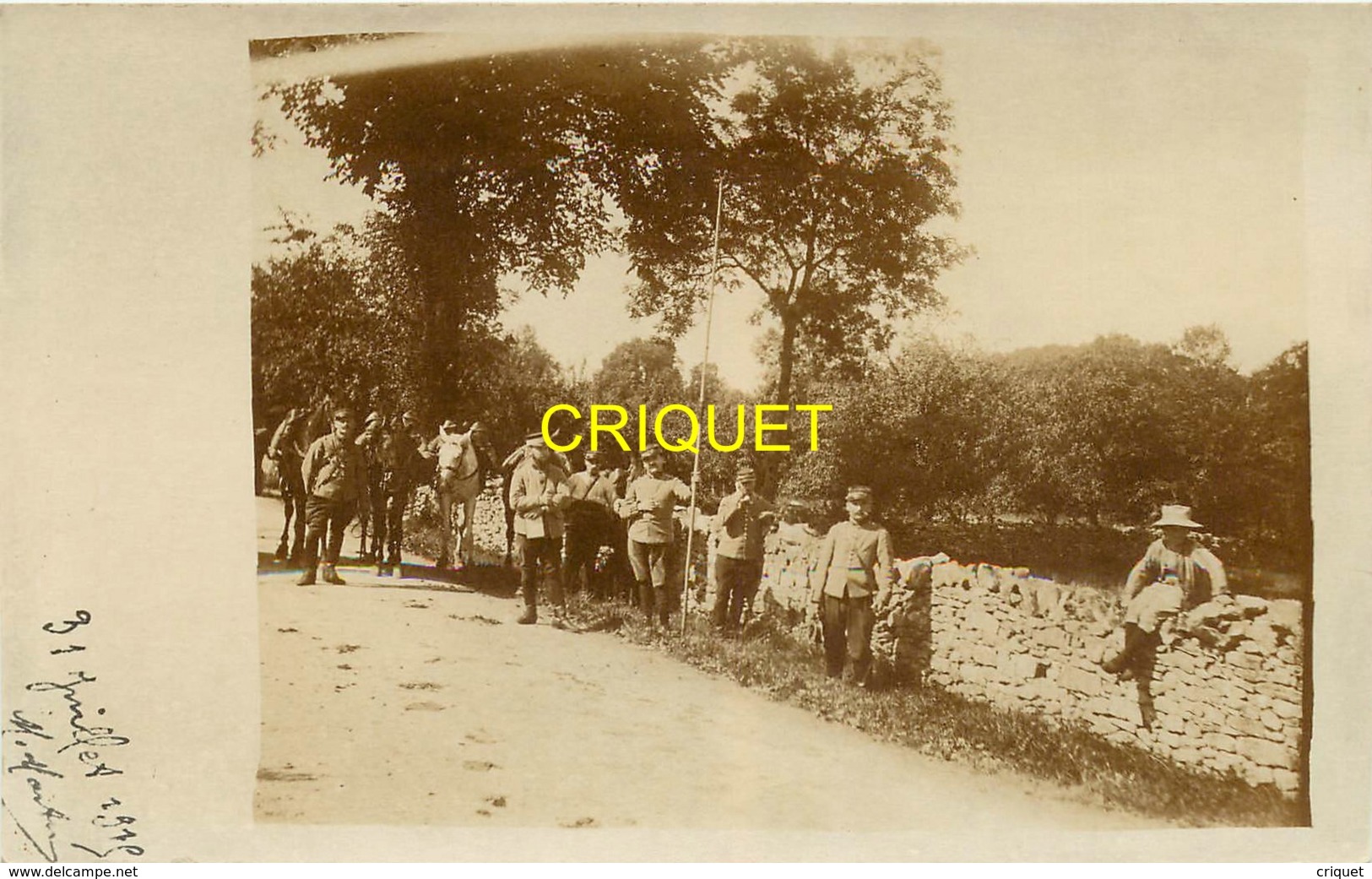 79 St Maixent, Guerre 14-18, Carte Photo De Poilus En Pause Le Long D'une Route, 16 Août 1915 - Saint Maixent L'Ecole