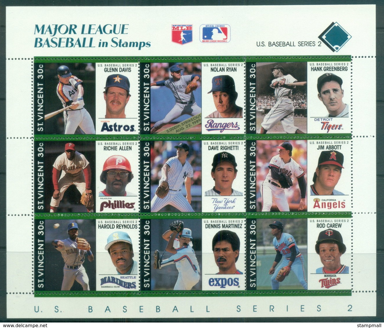 St Vincent 1989 Major League Baseball MS MUH - St.Vincent (1979-...)