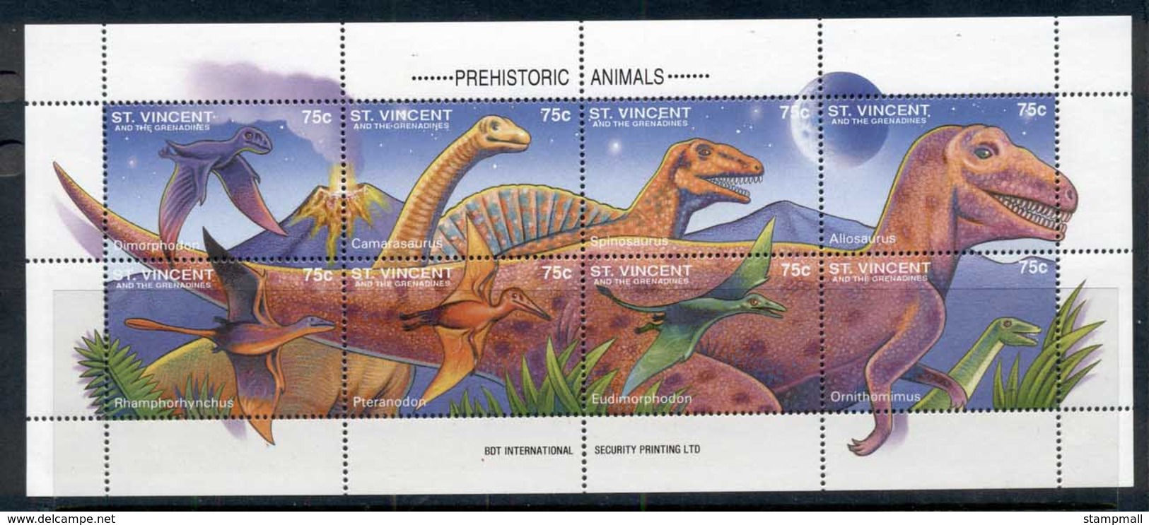 St Vincent 1999 Prehistoric Animals, Dinosaurs Sheetlet MUH - St.Vincent (1979-...)