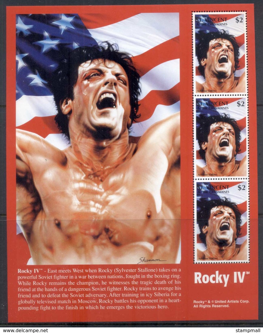 St Vincent 2000 Sylvester Stallone, Rocky IV Sheetlet - St.Vincent (1979-...)