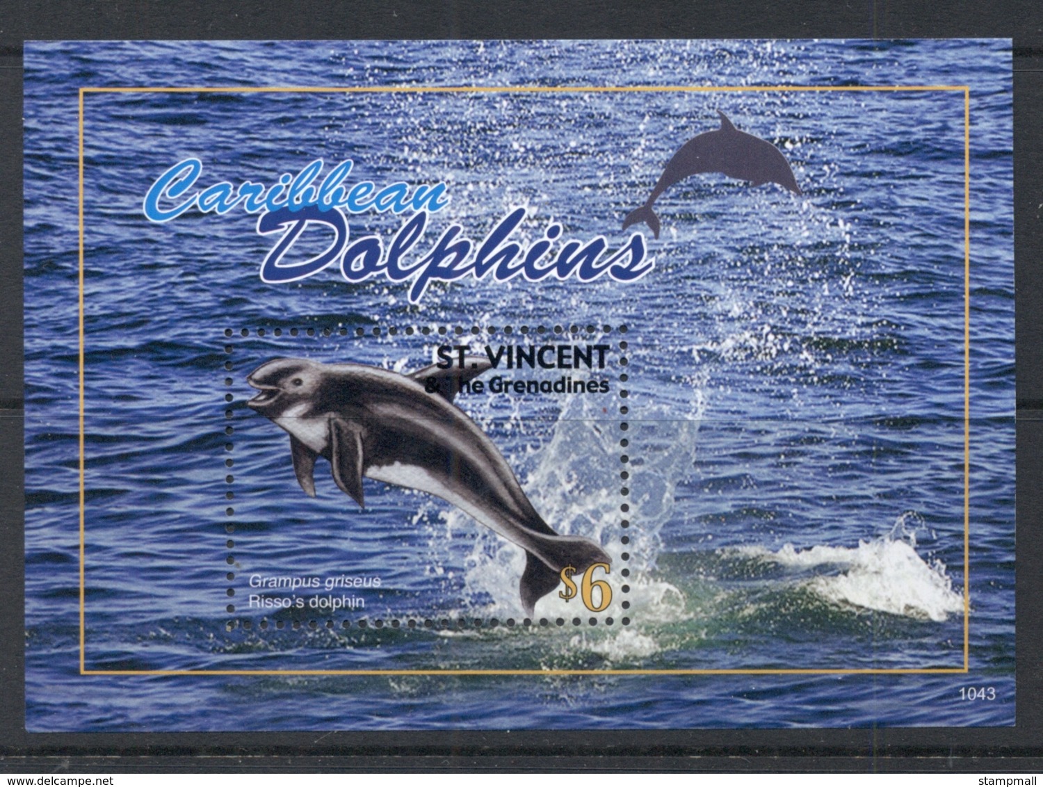 St Vincent 2010 Marine Life, Caribbean Dolphins MS MUH - St.Vincent (1979-...)