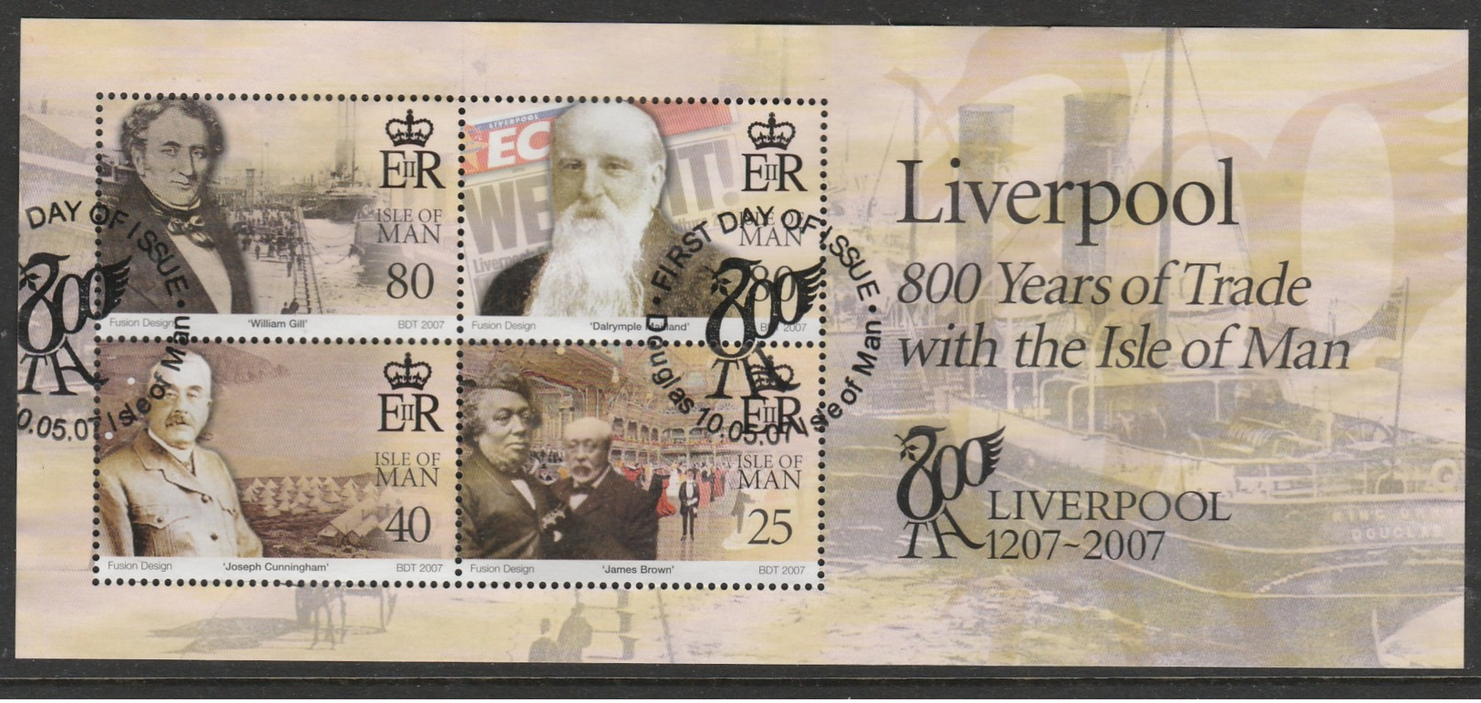 Isle Of Man 2007 The 800th Anniversary Of The Royal Charter Of Liverpool 1366‑1369 Minisheet (170 X 75mm) O Used - Isle Of Man