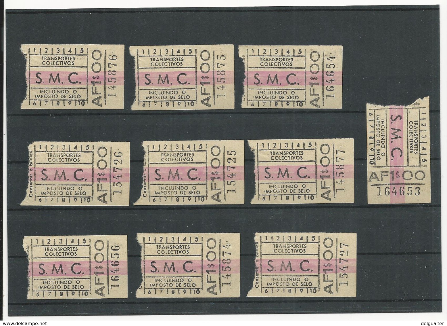 10 Tickets * Transportes Colectivos S.M.C. (Coimbra????) * Portugal - Europe