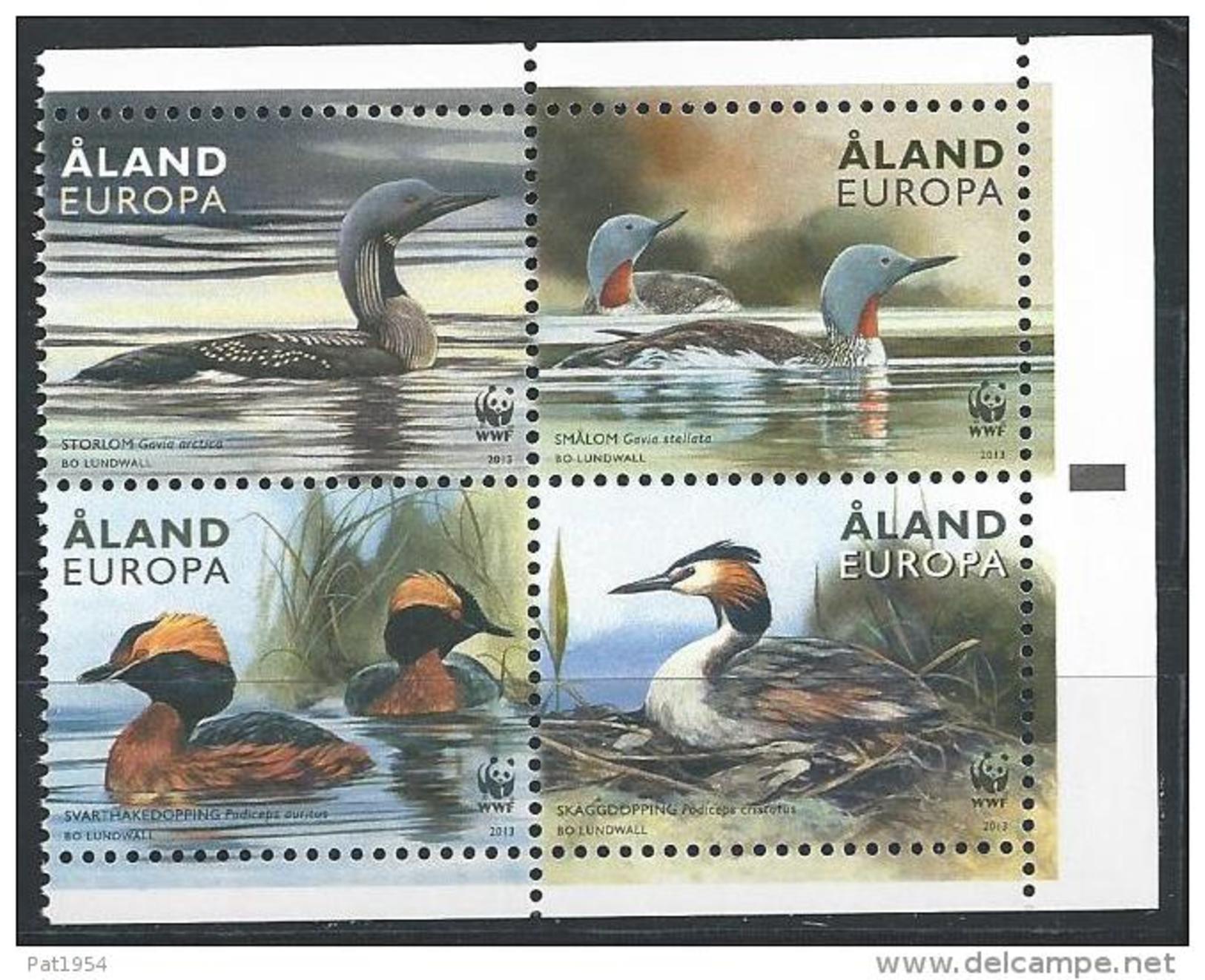 Aland 2013 Série Neuve  N°371/374 WWF Avec Oiseaux, Canards - Aland