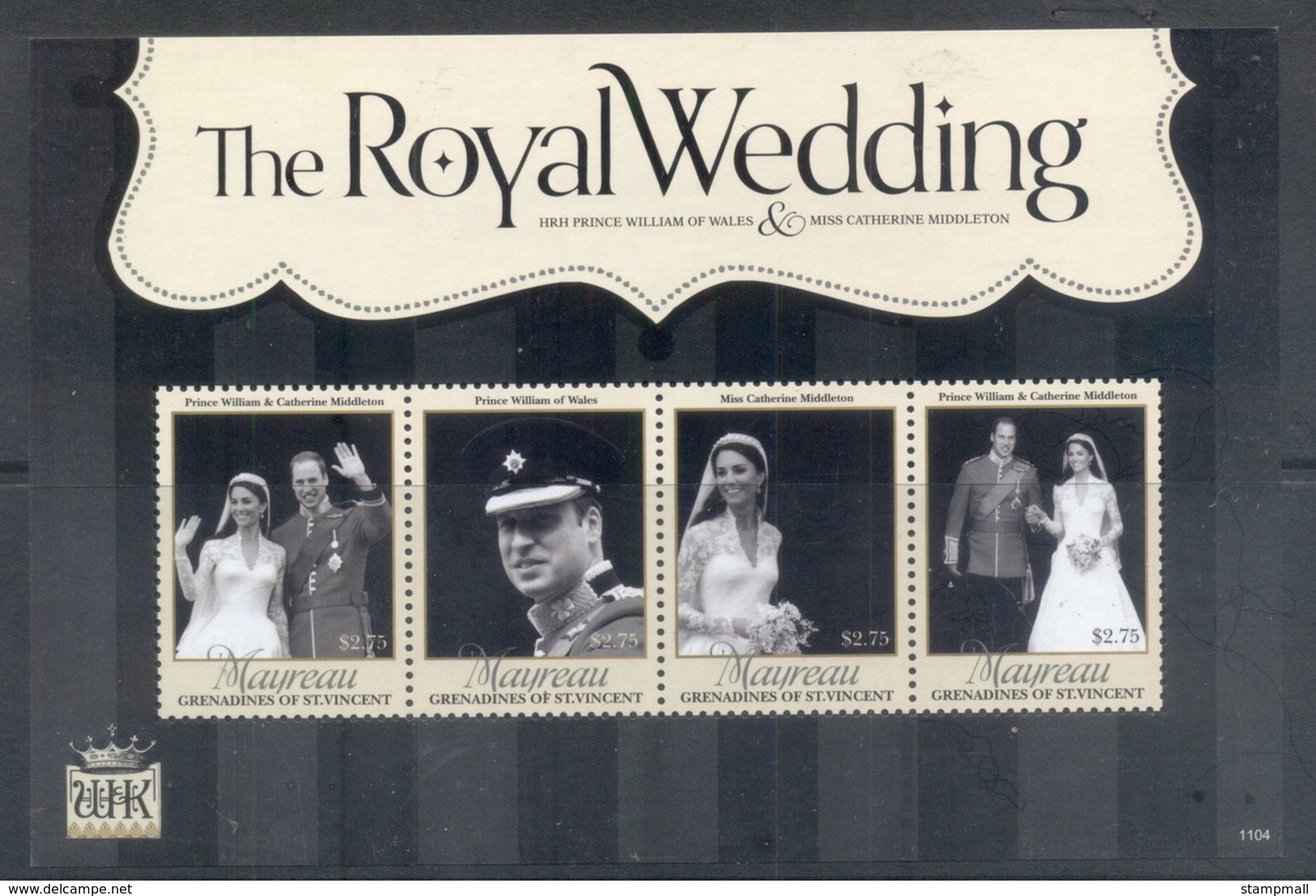 St Vincent Mayreau 2011 Royal Wedding William & Kate #1104 $2.75 MS MUH - St.Vincent & Grenadines