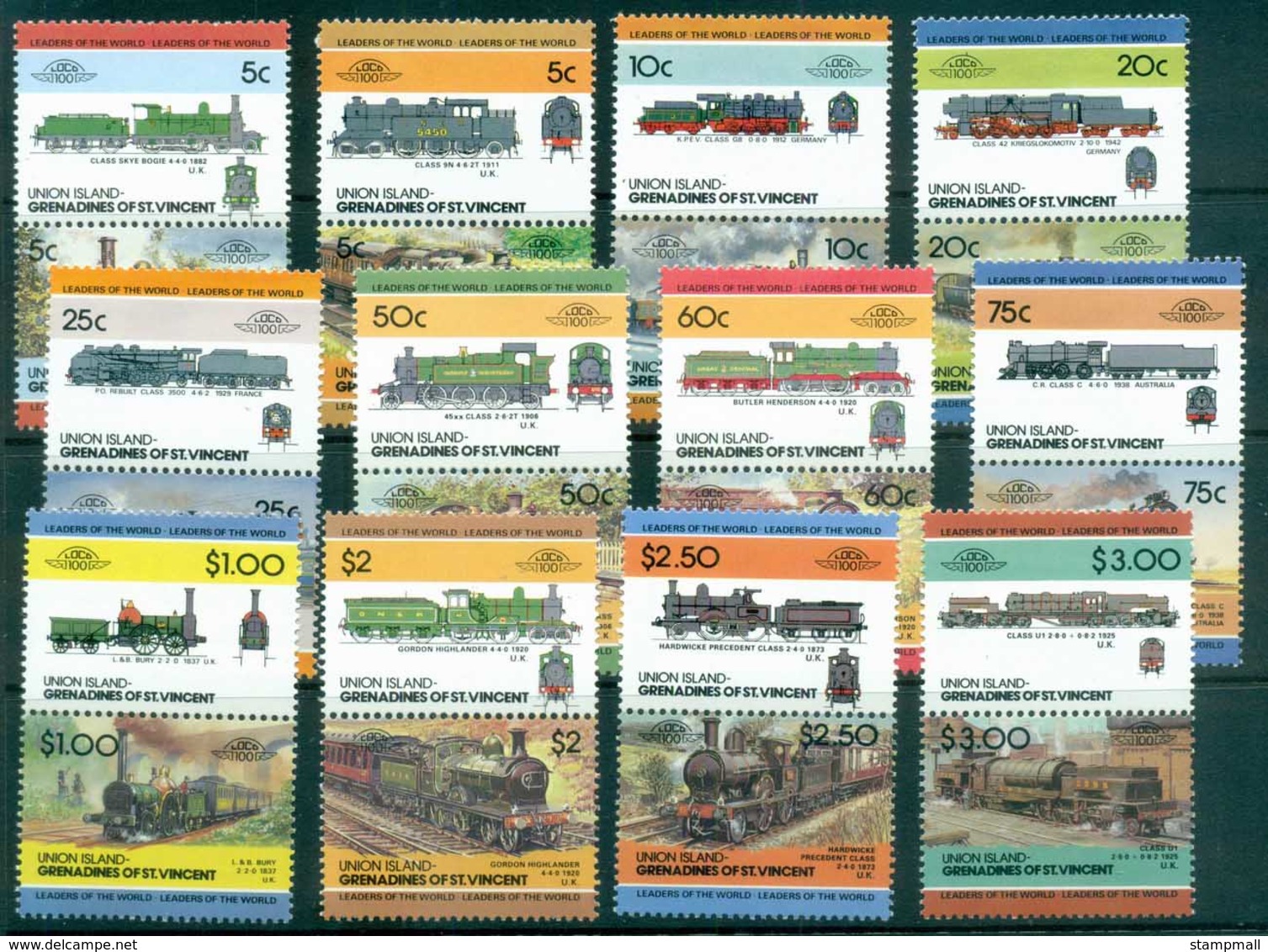 St Vincent Union Is 1984-87 LOW Locomotives, Trains Asst. MUH - St.Vincent & Grenadines