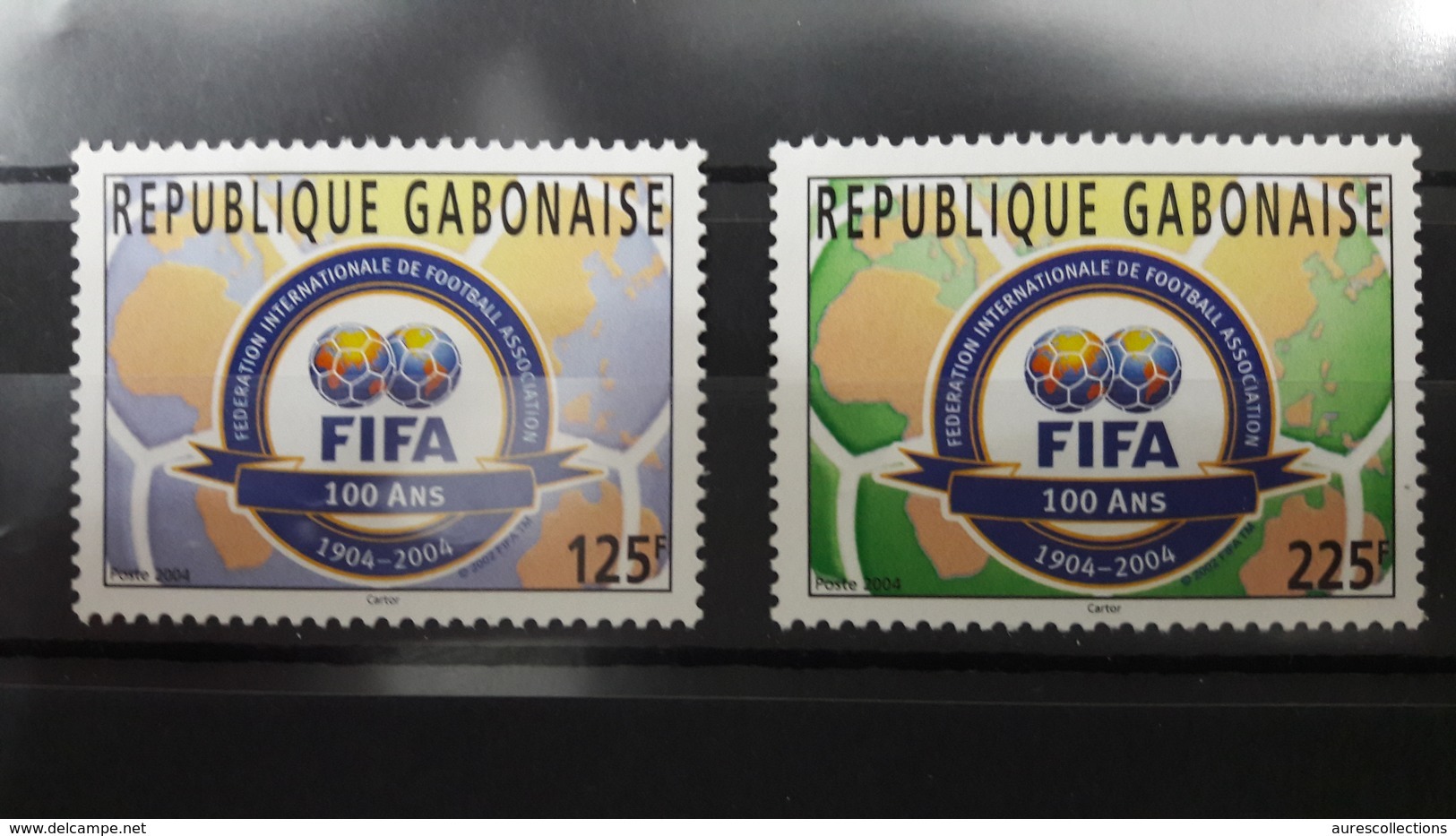 GABON YT 1167/8 - CENTENARY CENTENAIRE FIFA FOOTBALL SOCCER JOINT ISSUE  - 2004- RARE - MNH ** - Gabon (1960-...)