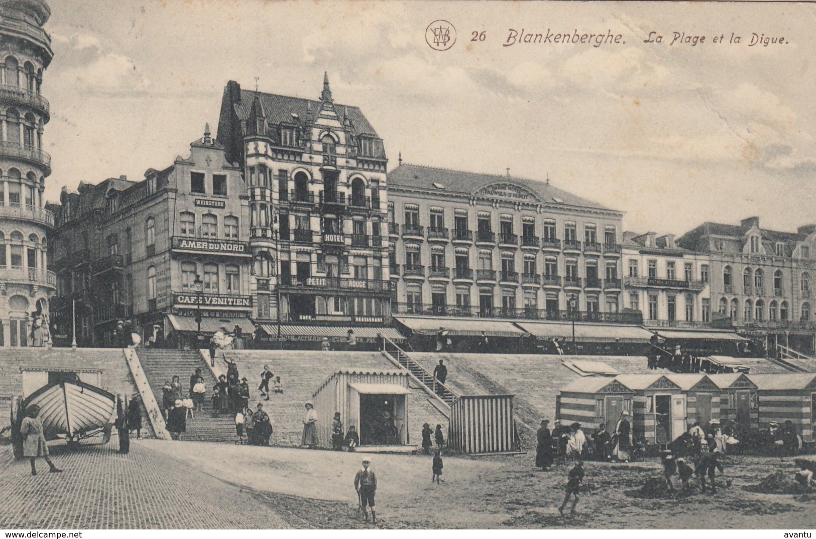 BLANKENBERGE / STRAND EN ZEEDIJK / CAFE VENITIEN / HOTEL PETIT ROUGE 1910 - Blankenberge