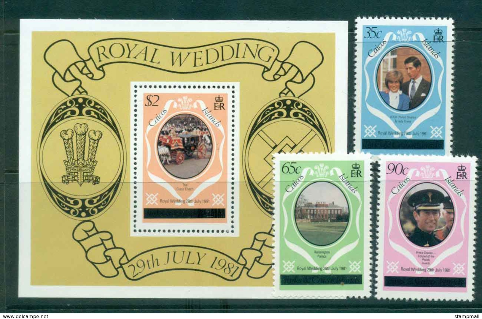 Caicos Is 1981 Charles & Diana Wedding Lower Case + MS MUH Lot44873 - Turks And Caicos