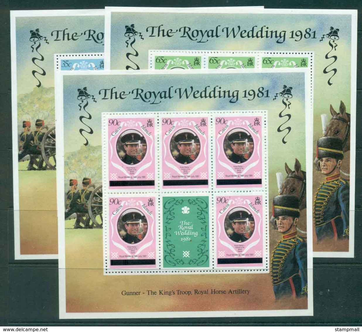 Caicos Is 1981 Charles & Diana Wedding Lower Case 3x Sheetlets MUH Lot44885 - Turks And Caicos